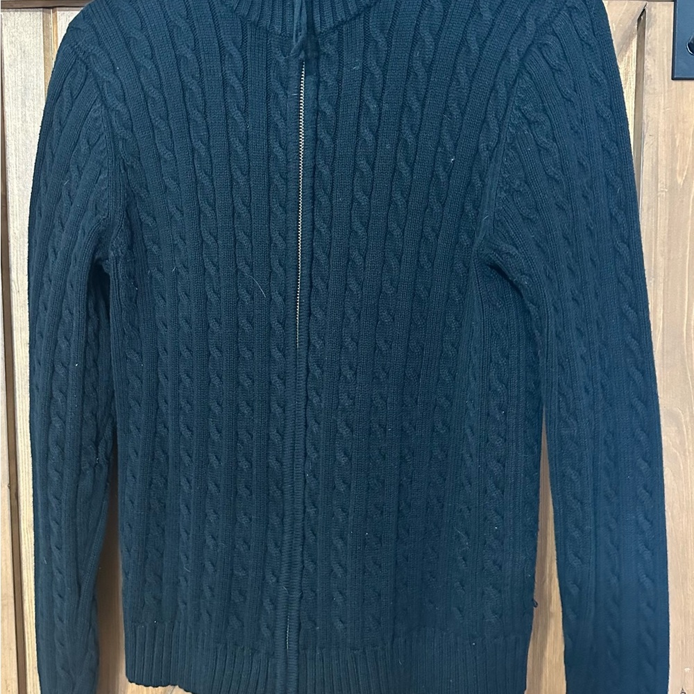 Denver Hayes Cable-Knit Half-Zip Sweater - Dark Blue